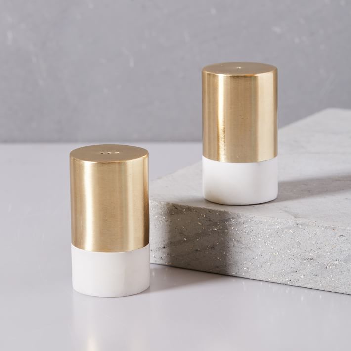 Marble + Brass Salt and Pepper Shakers