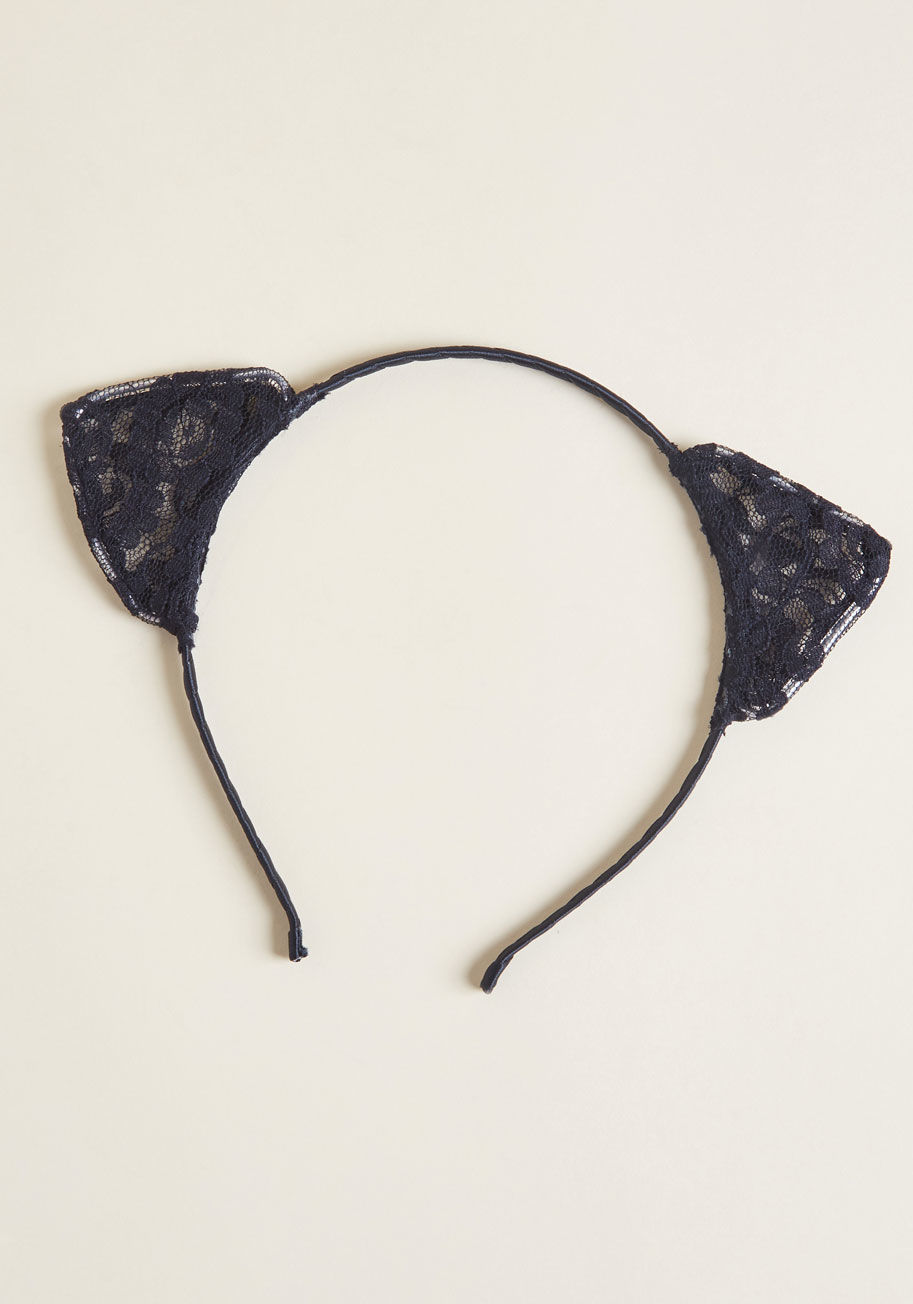 Black Lace Cat Ear Headband