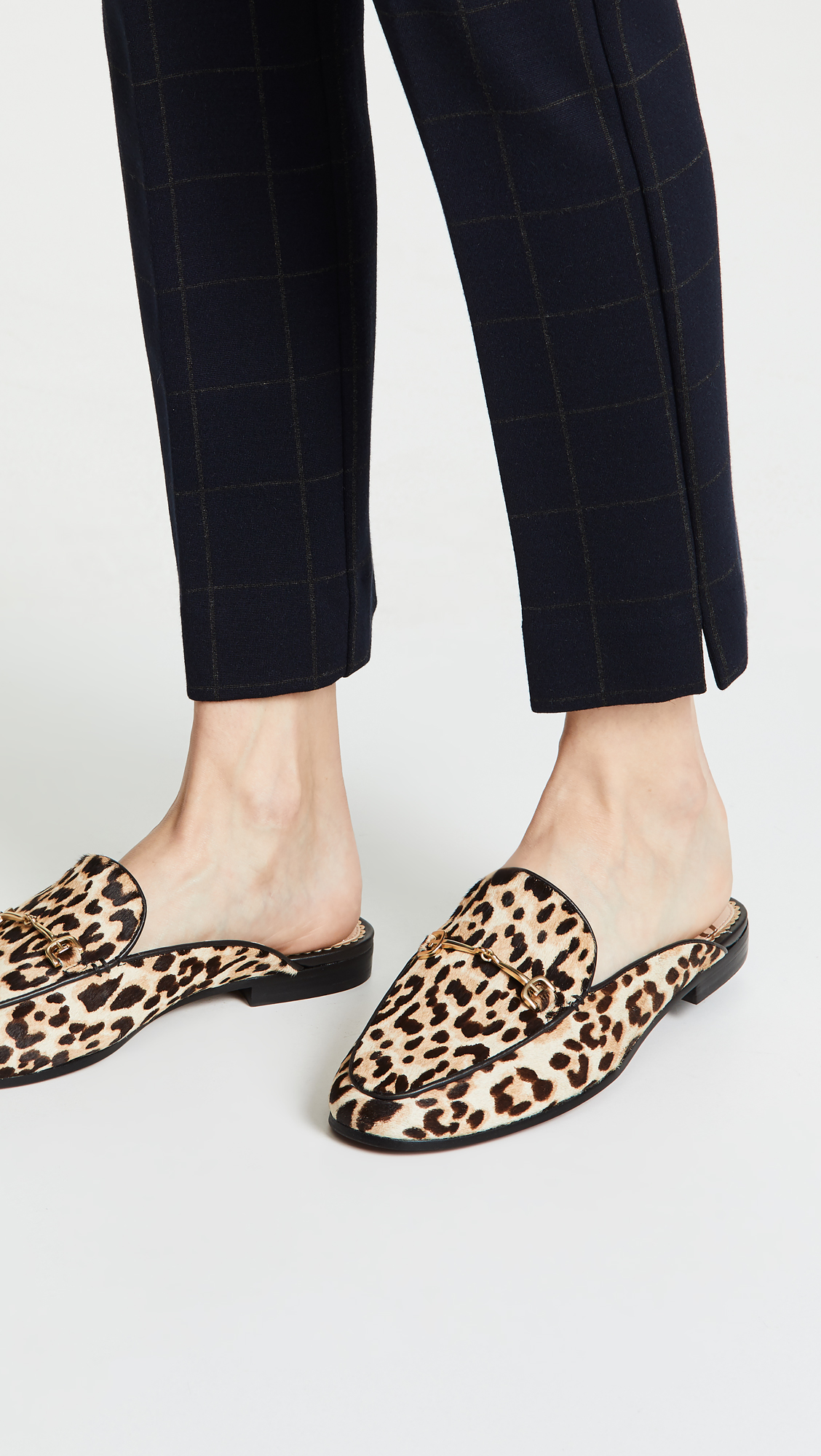 Leopard Print Mules with Gold Bar