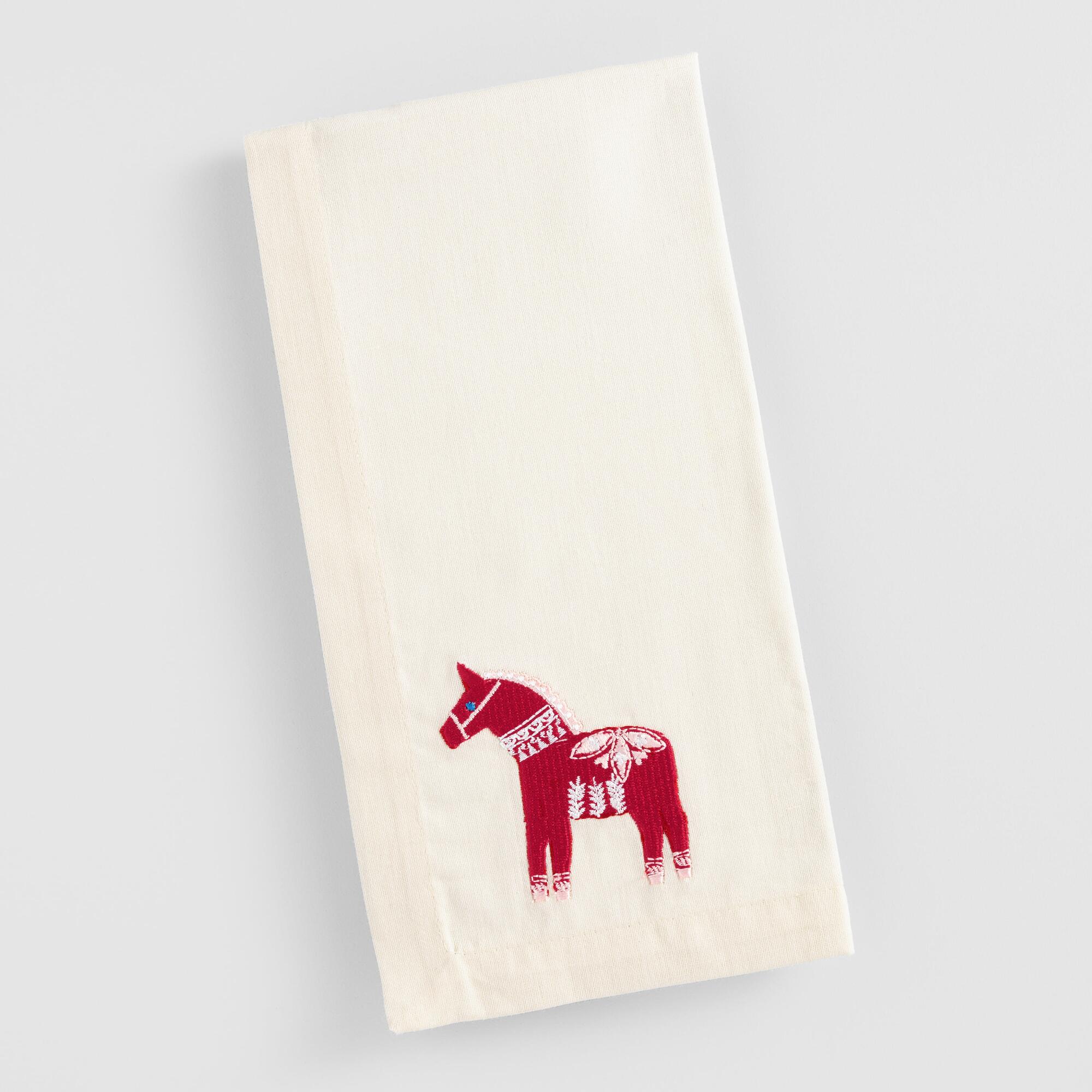 Embroidered Scandinavian Horse Napkins