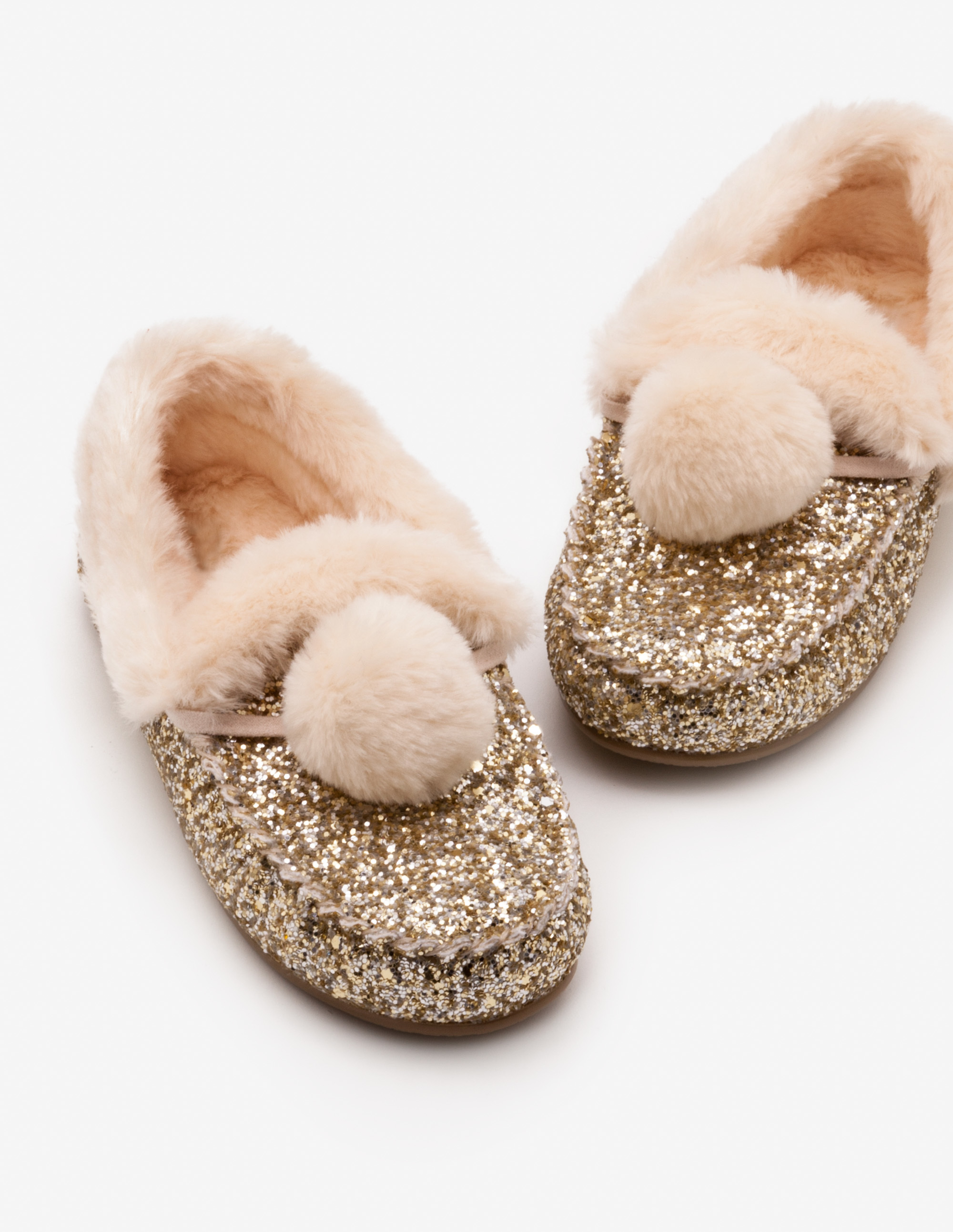 Glitter Slippers with Puff