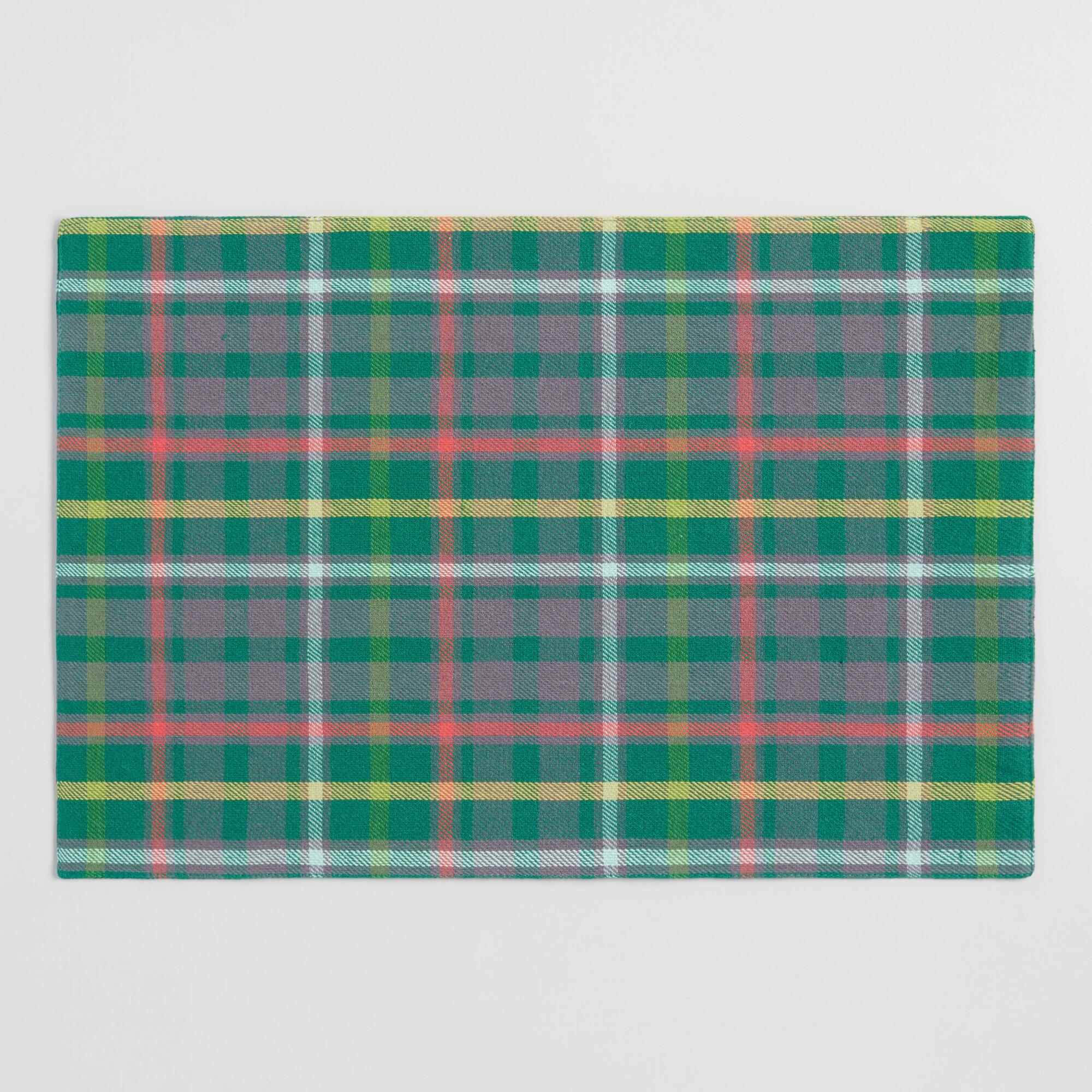 Green Holiday Plaid Placemats