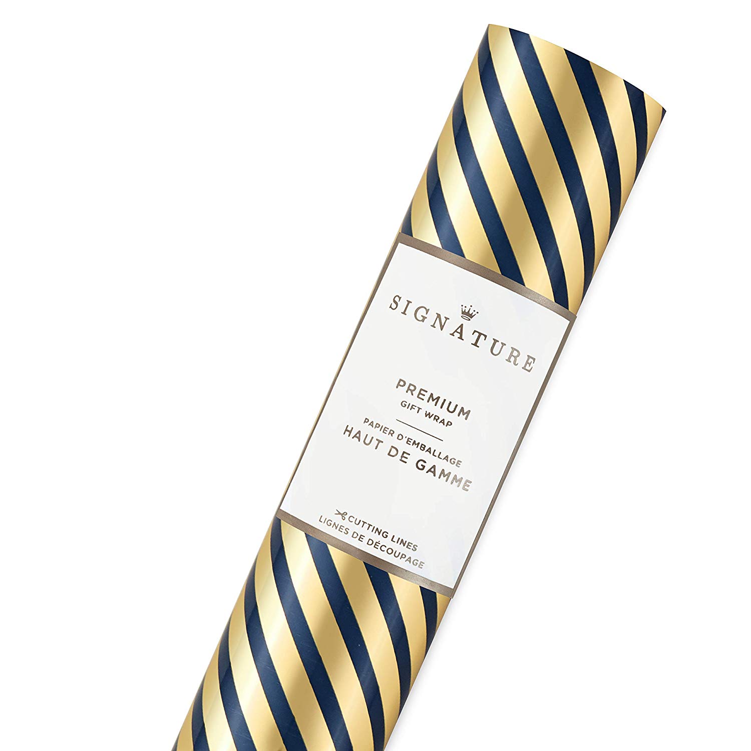 Gold and Navy Striped Wrapping Paper