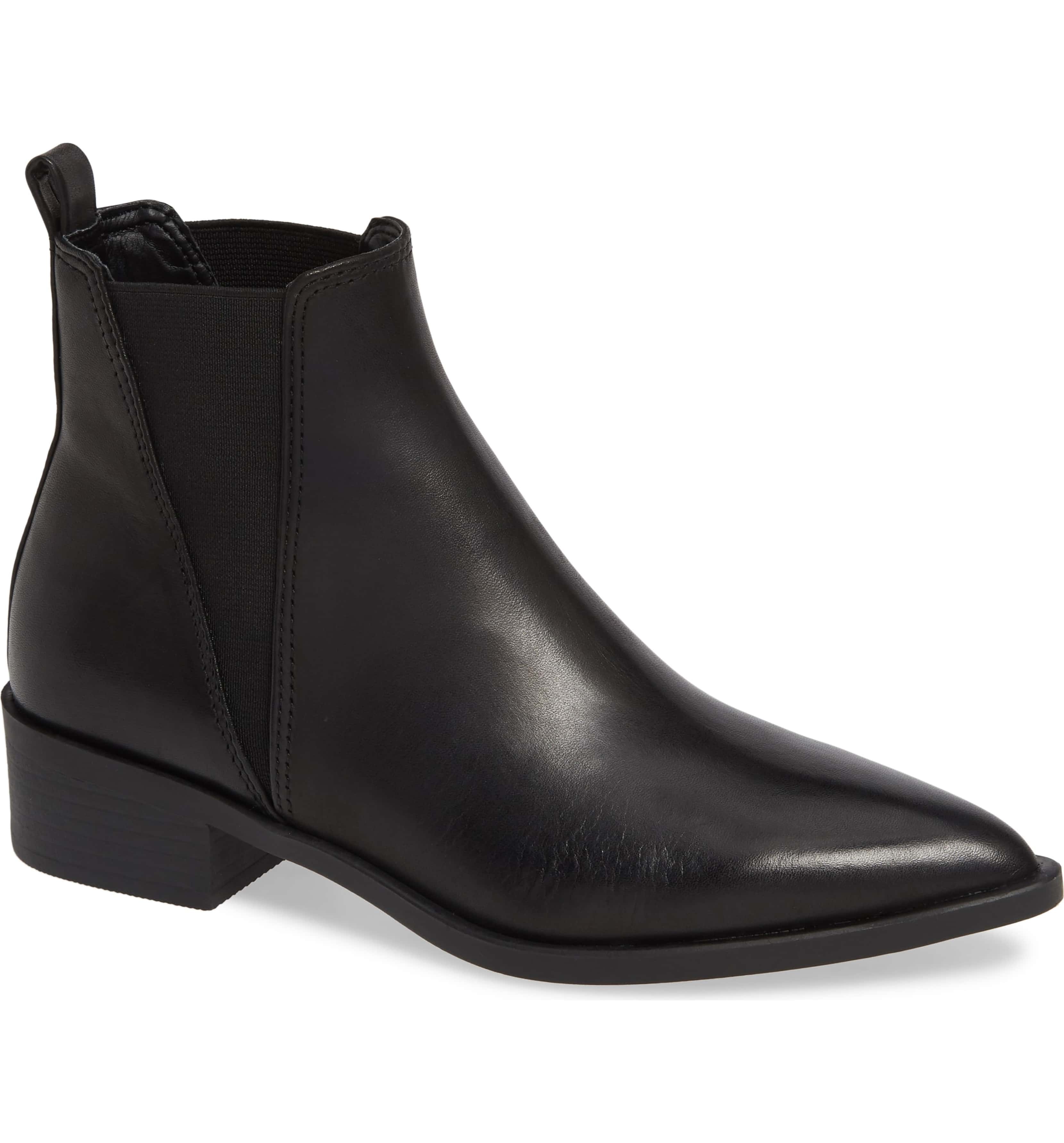 Pointed Toe Black Leather Boot