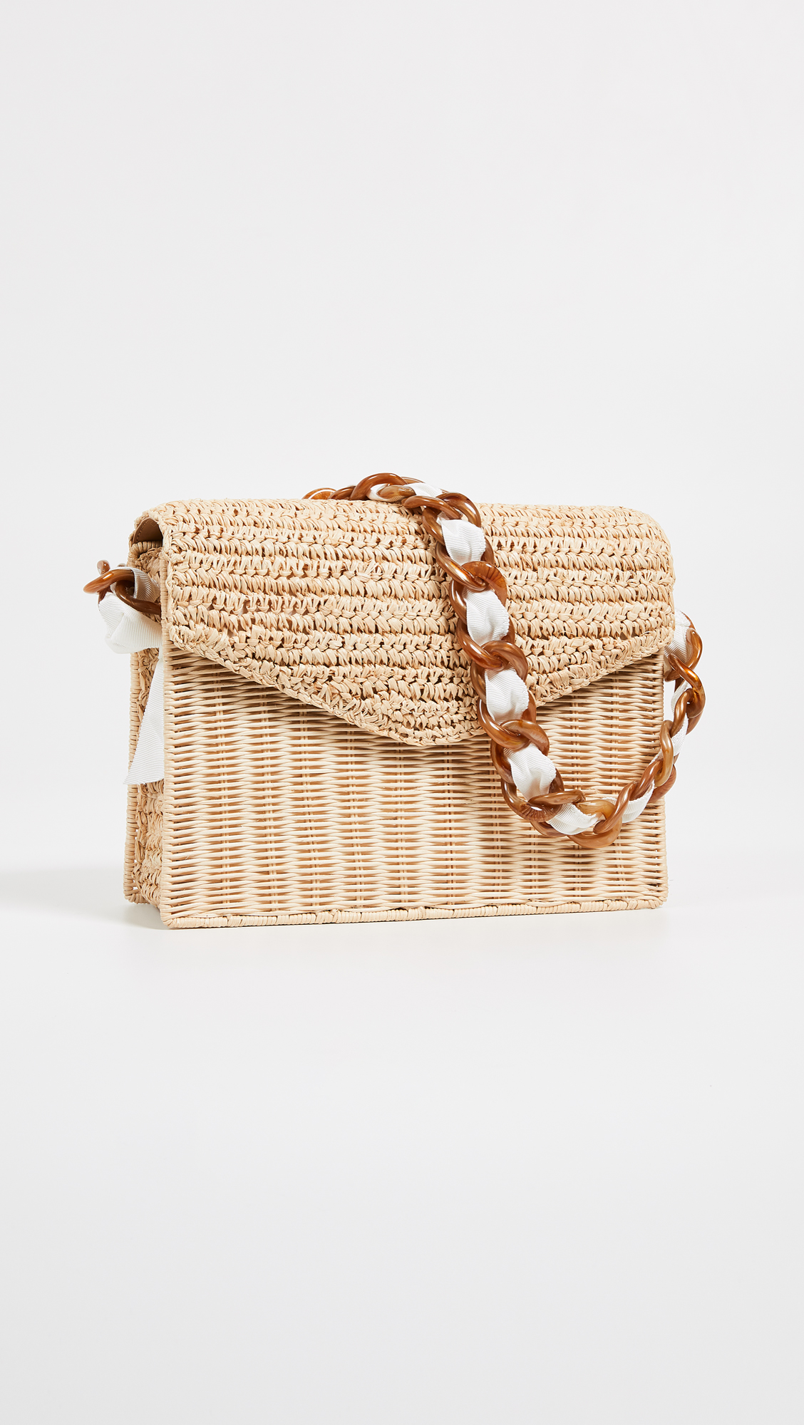Leather and Straw Mixed Media Shoulder Bag