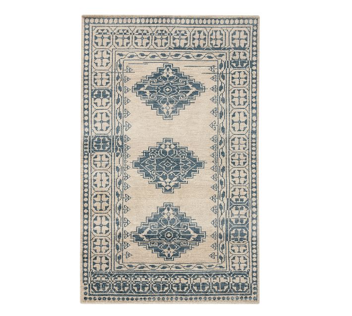 Jared Blue and White Hand Knotted Rug