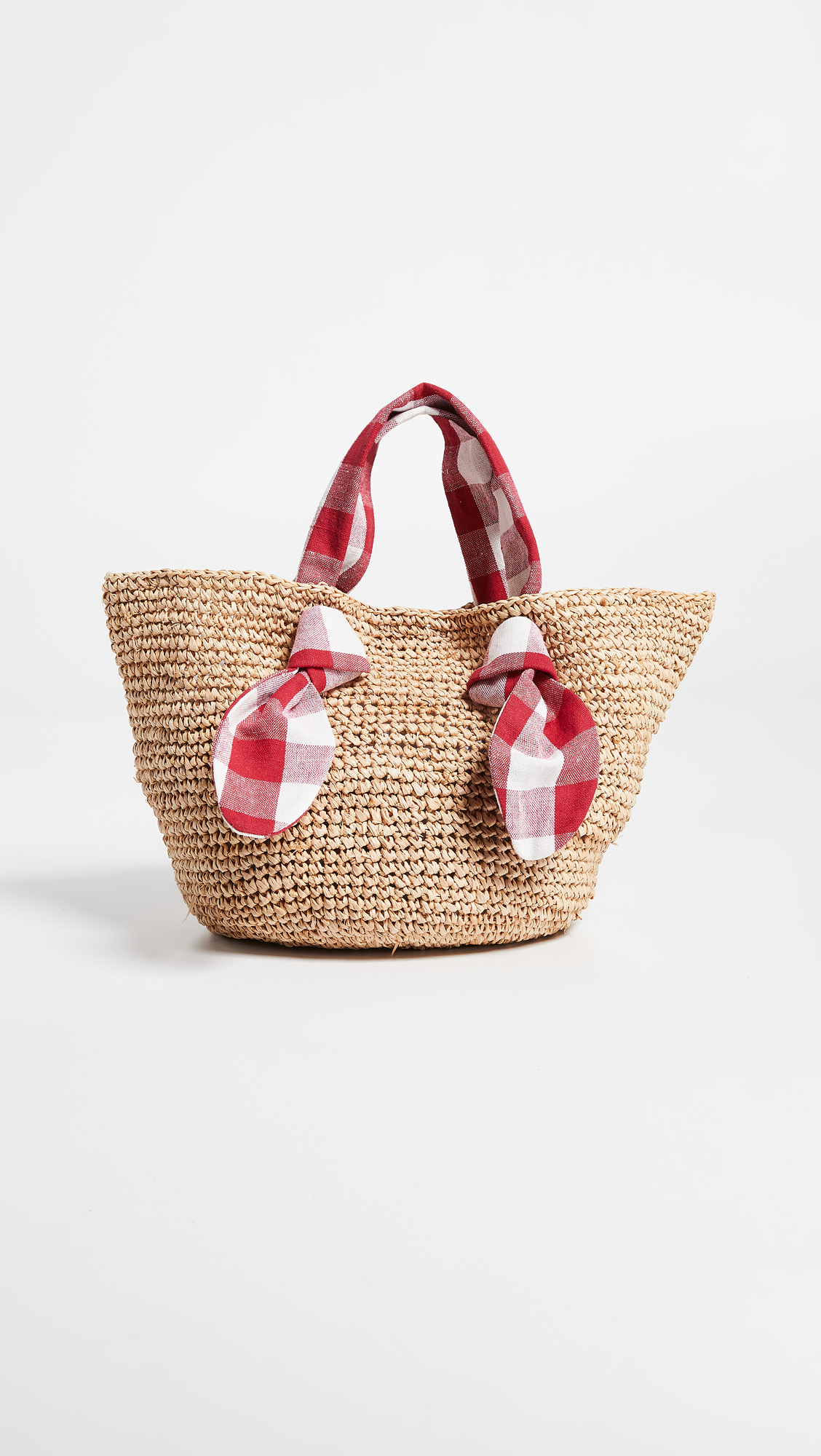 Hazel Straw Tote with Gingham Handles