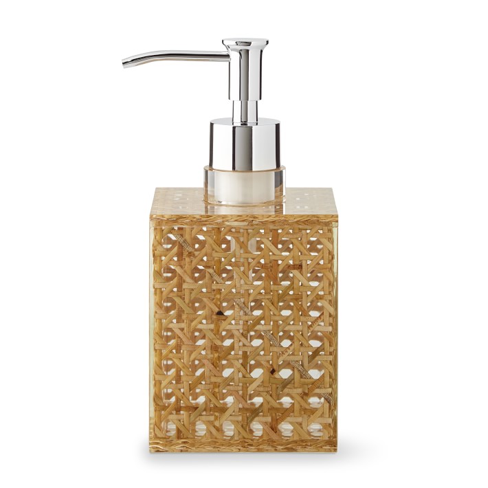 Rattan and Acrylic Bath Soap Dispenser