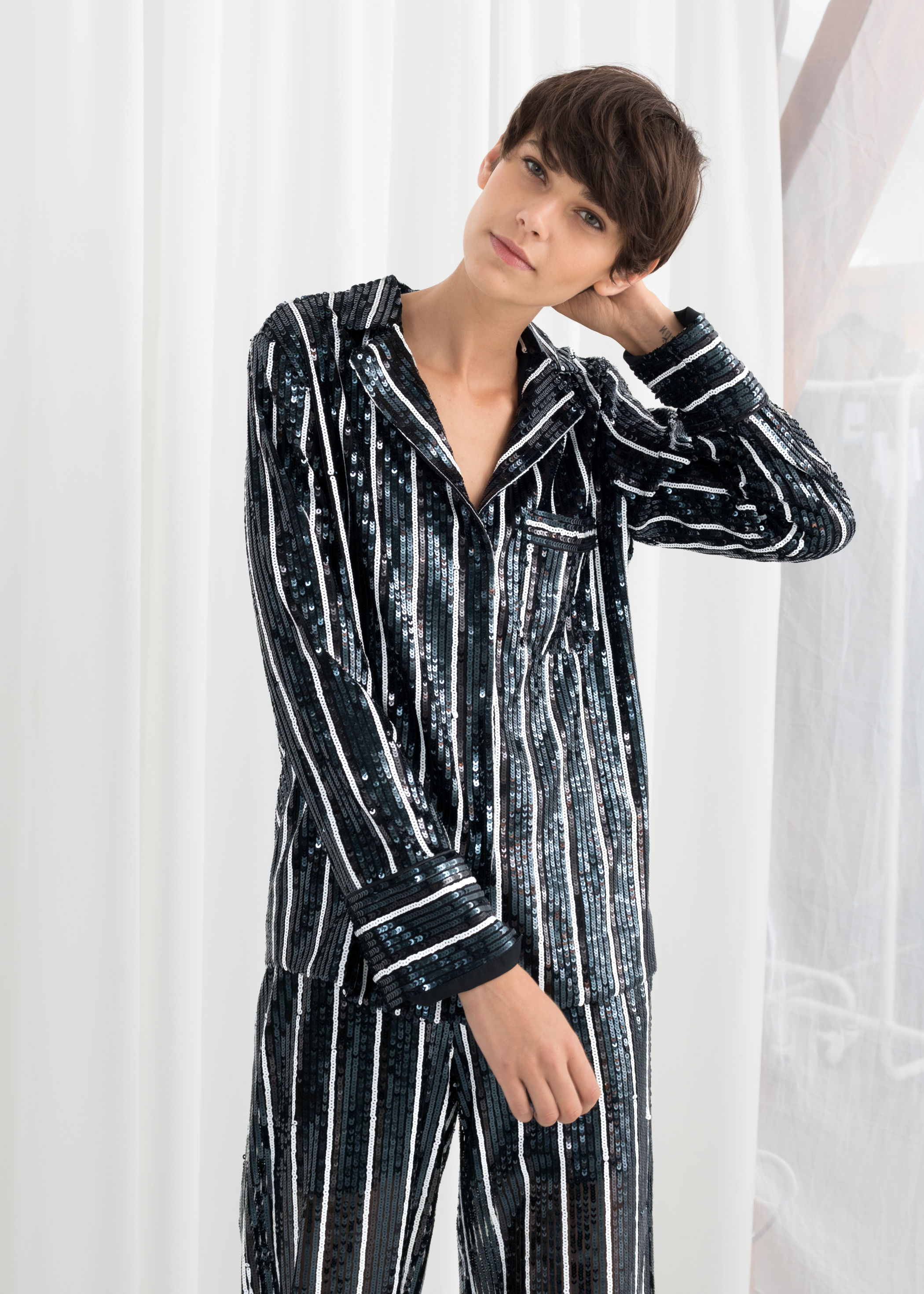 Striped Sequin Lounge Shirt