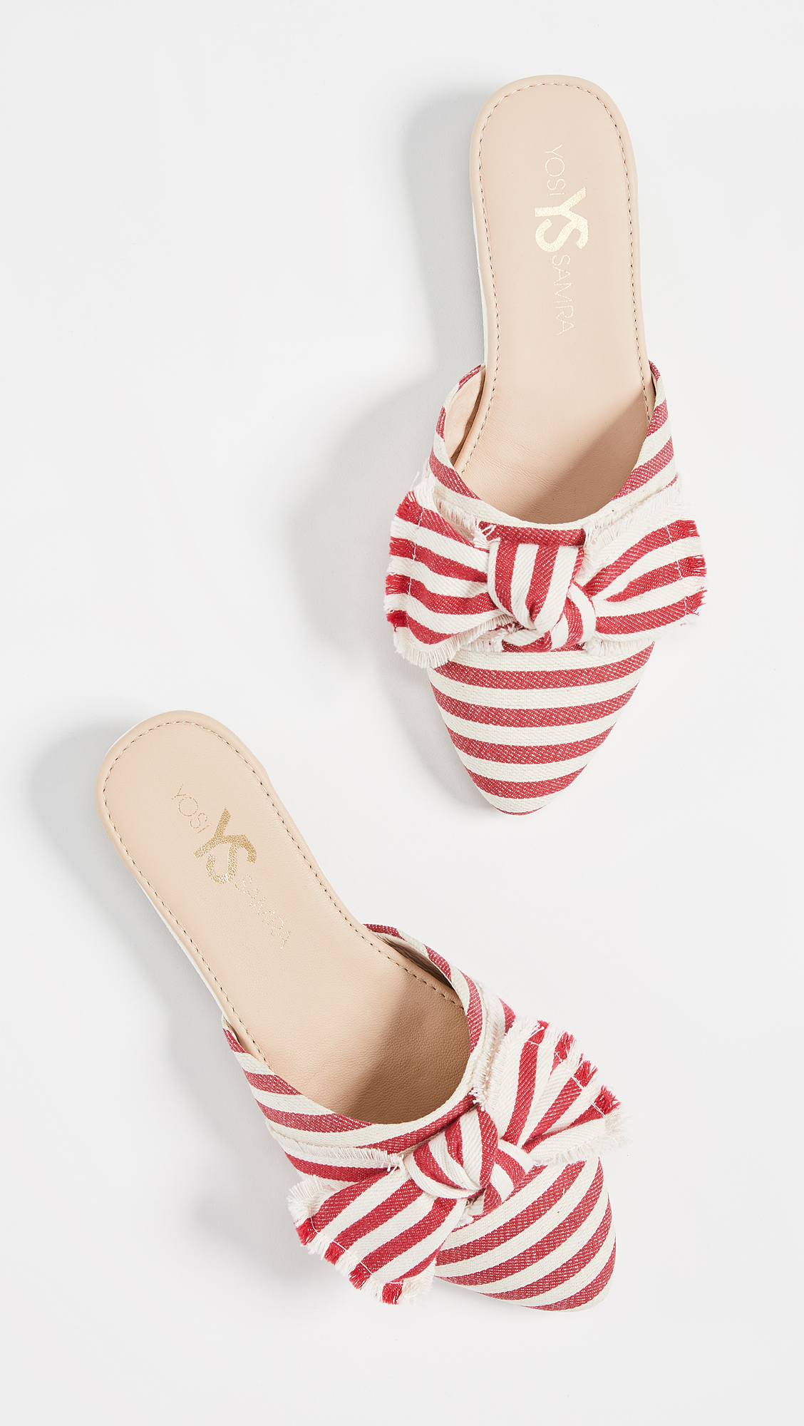 Red and White Striped Flats with Bow