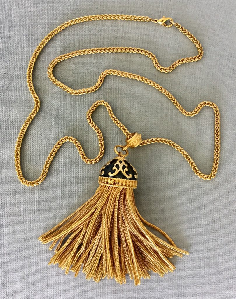 Ben Amun Long Enameled Tassel Byzantine Gold Pendant Chain Necklace