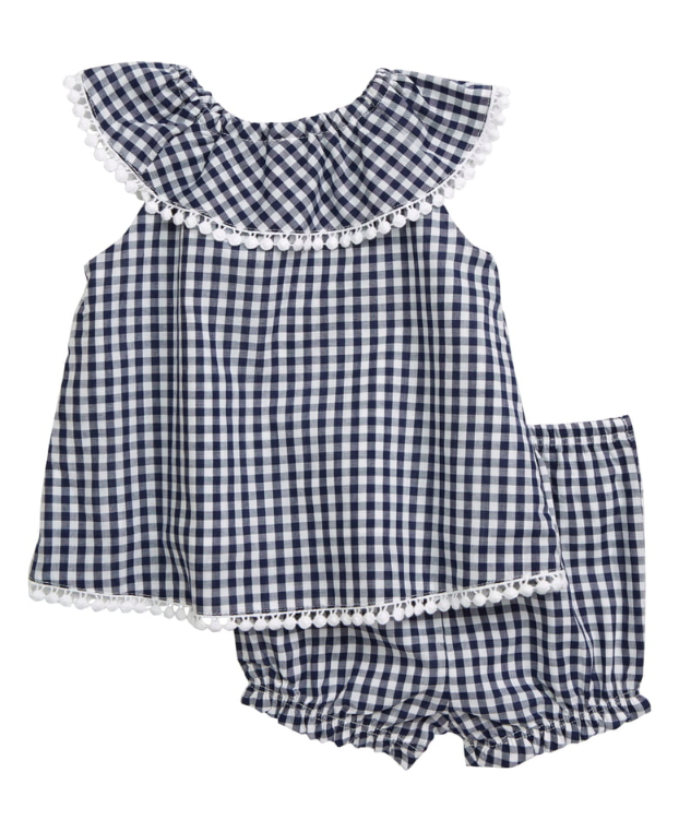 Gingham Top Bubble Shorts Set Baby Girl Bloomers