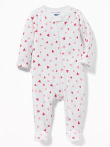Heart PrintFooted One Piece