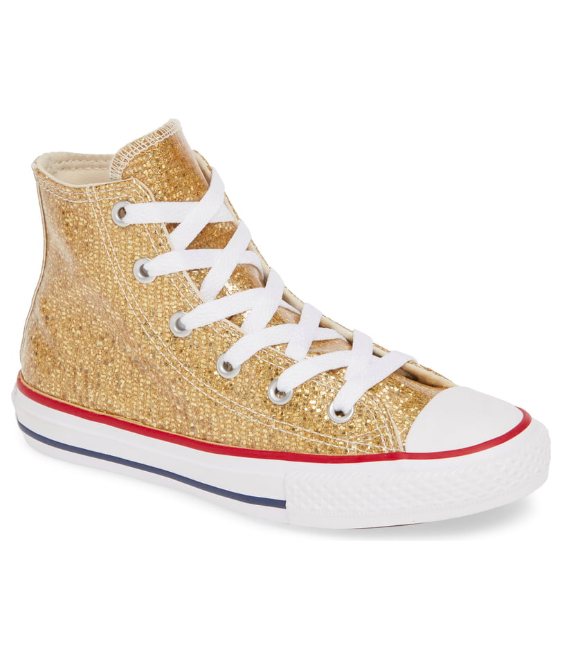 Girls' Glitter Gold Converse All Star High Top Sneaker