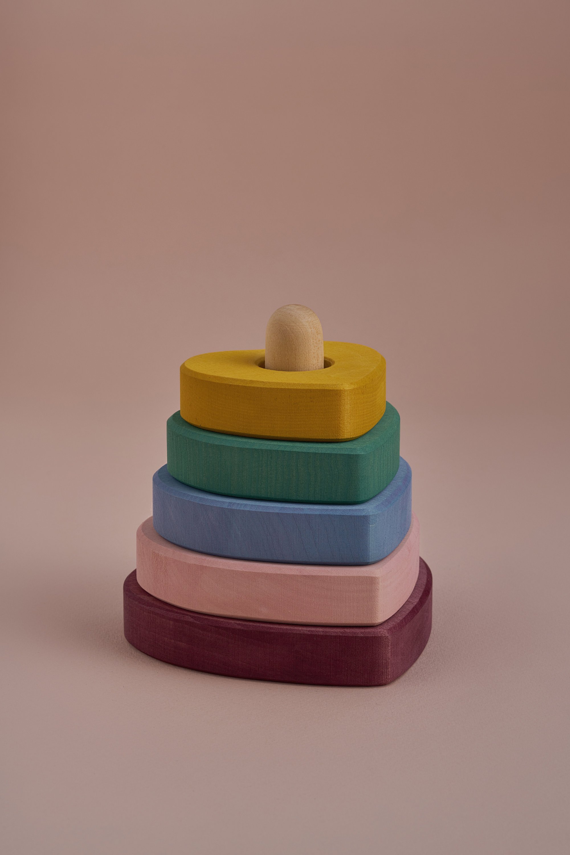 Stacking Rainbow Hearts Wooden Toy Set for Kids