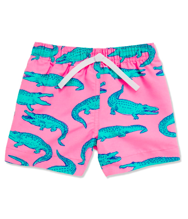 Pink Alligator Swim Trunks