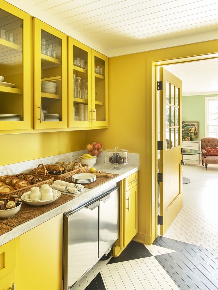 Canary Yellow Kitchen at 850 Hotel West Hollywood by Rita Konig