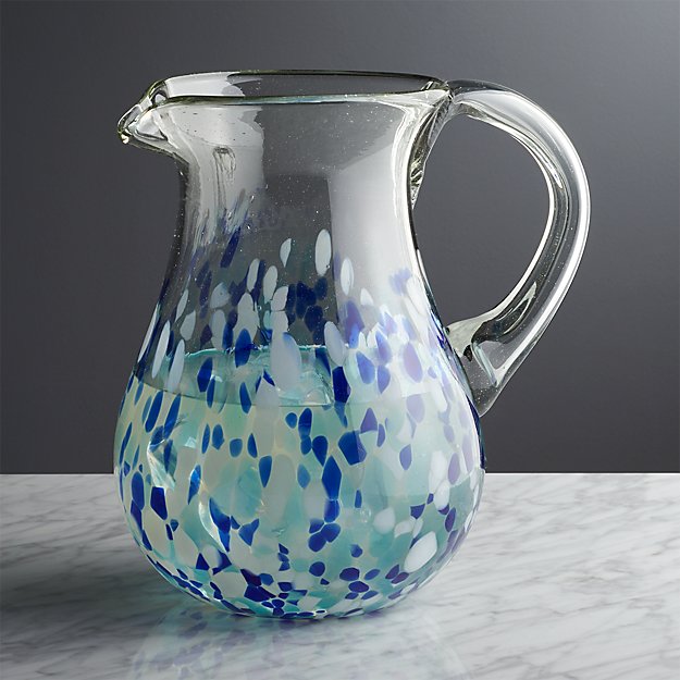 Speckled Blue Glass Pitcher