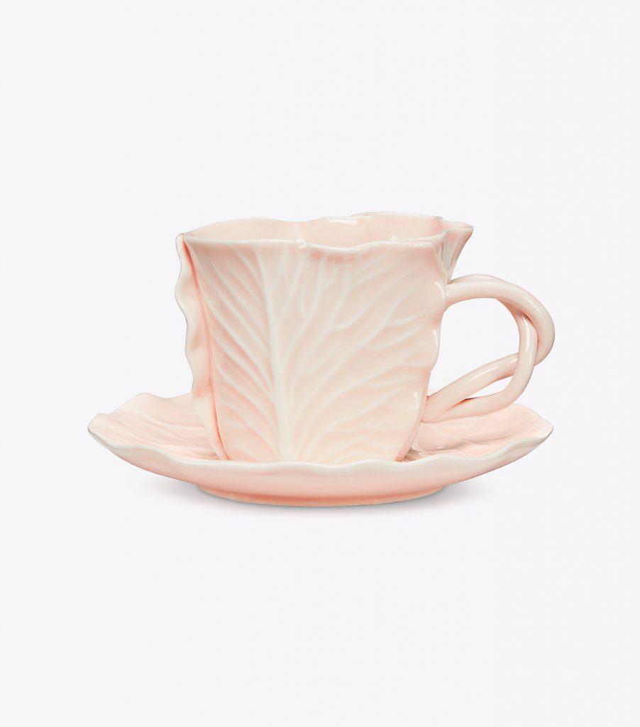 Tory Burch Dodie Thayer Lettuce Ware Pink Teacup and Saucer