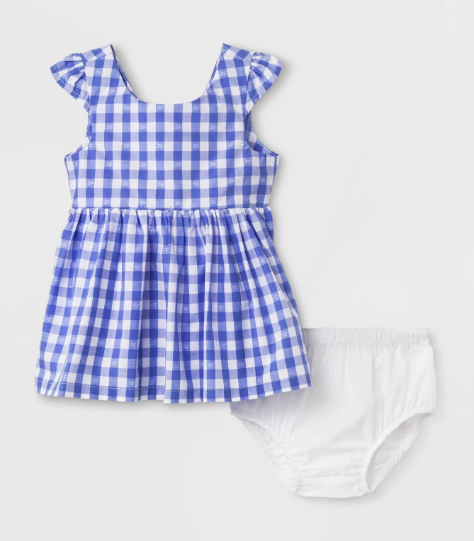 Gingham Dress Bloomers Blue and White Baby Girl