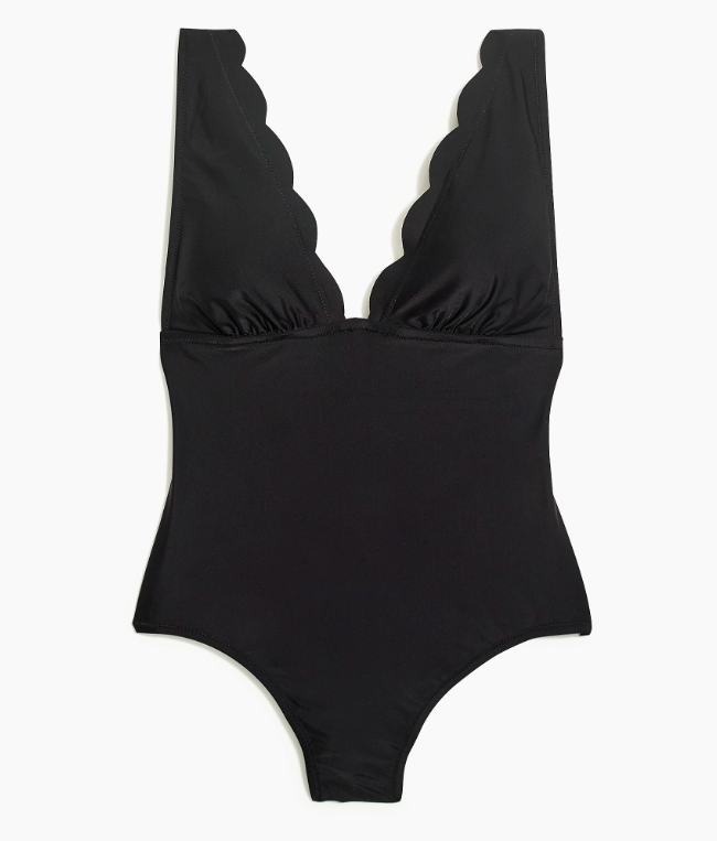 Black Scalloped One-Piece Swimsuit
