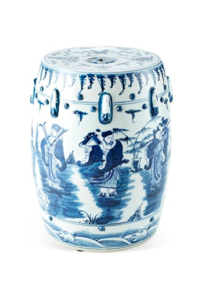 Blue and White Chinese Garden Stool Ceramic
