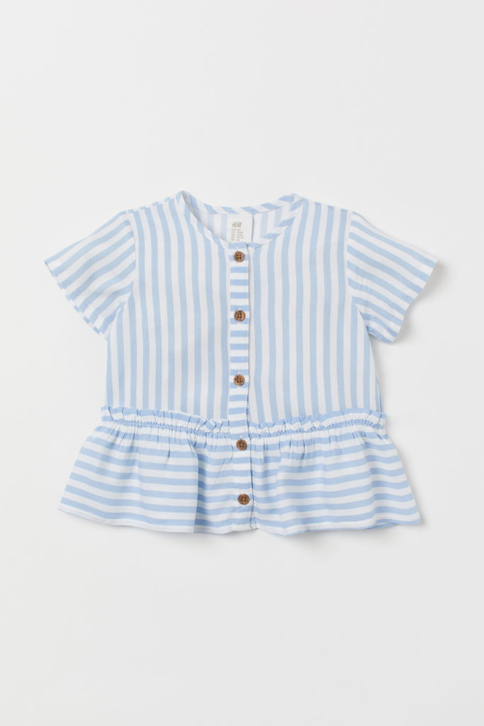 Blue and white stripe top girls'