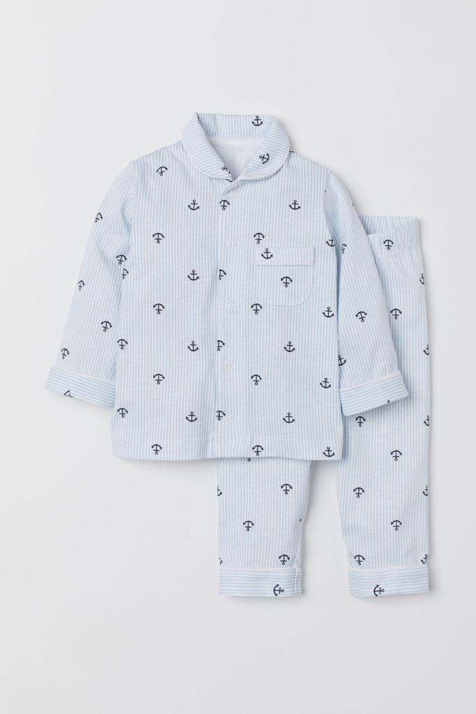 Anchors Pajama Set Boys' Blue and White Pinstripe