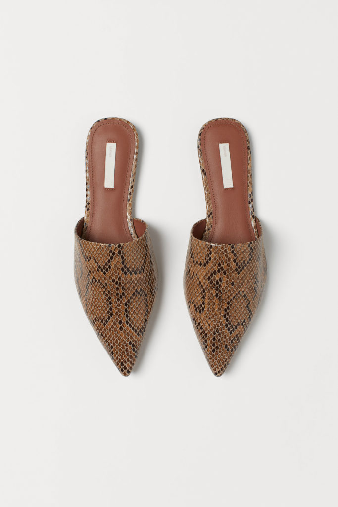 Snakeskin Pointed Mules