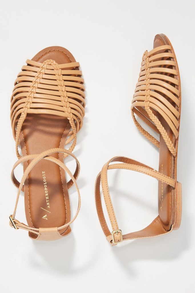 Edie Woven Brown Leather Sandals