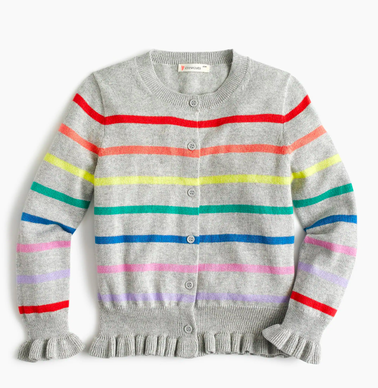 Girls' Rainbow Stripe Cardigan Sweater
