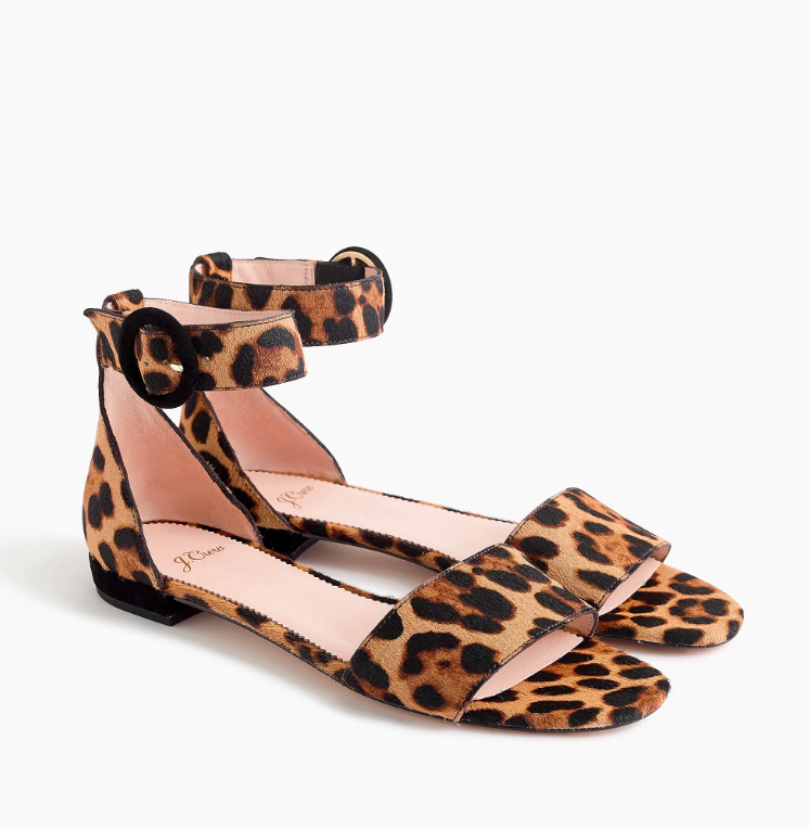 Leopard Calf Hair Flat Sandals