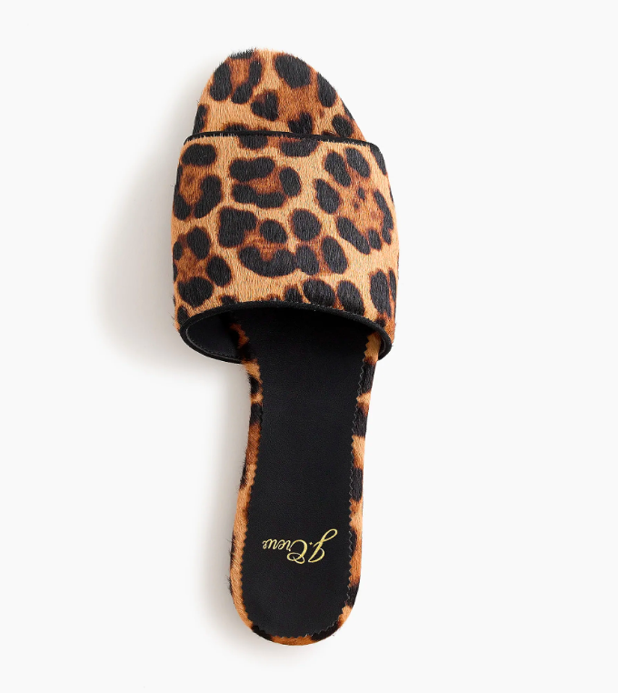 Leopard Calf Hair Slide Sandals