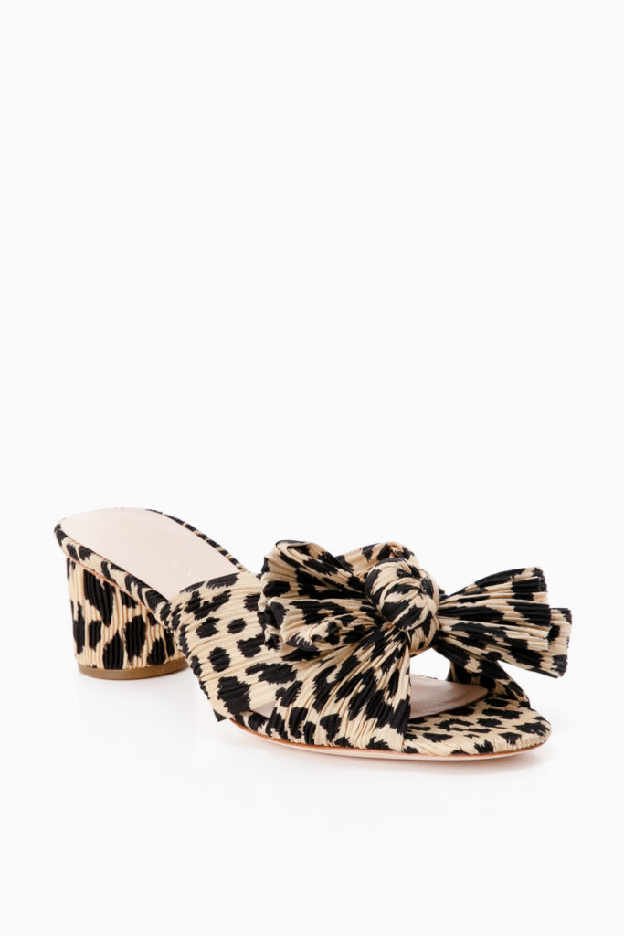 Leopard Knotted Pleated Slides