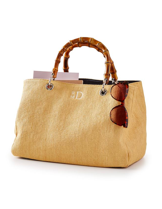 Raffia Handbag with Bamboo Handle
