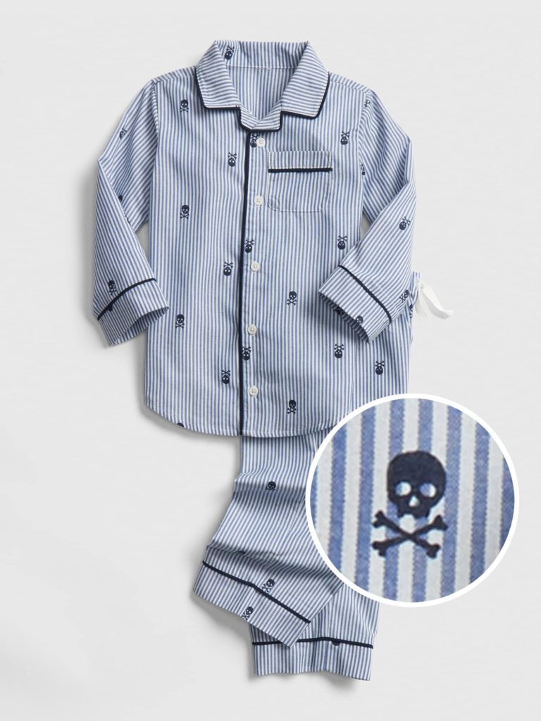 Boys' Skull and Crossbones Pajama Set Stripe Blue and White