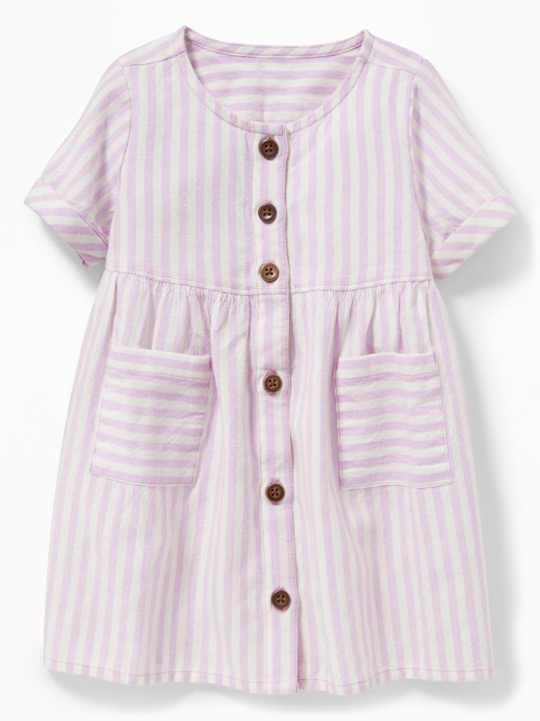 Stripe Button-Front Dress