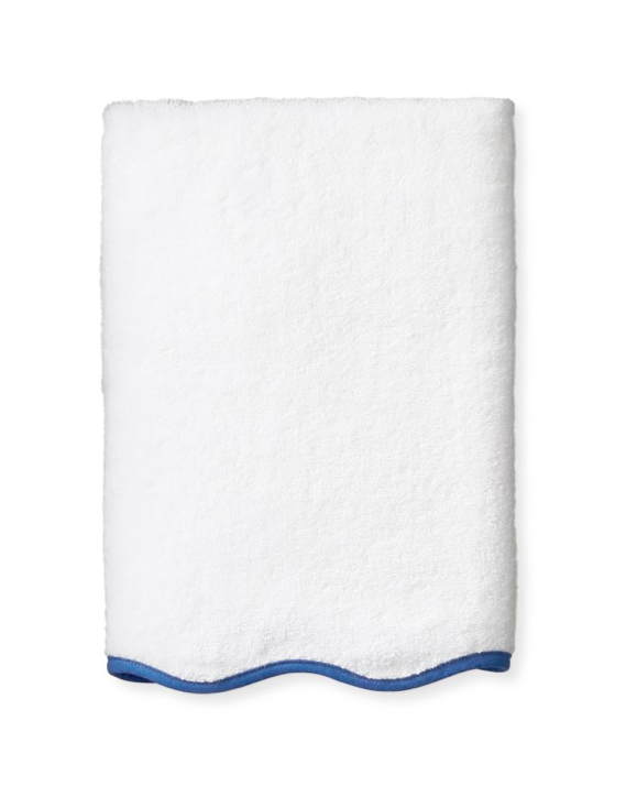 Aerin Scalloped Blue and White Bath Towels
