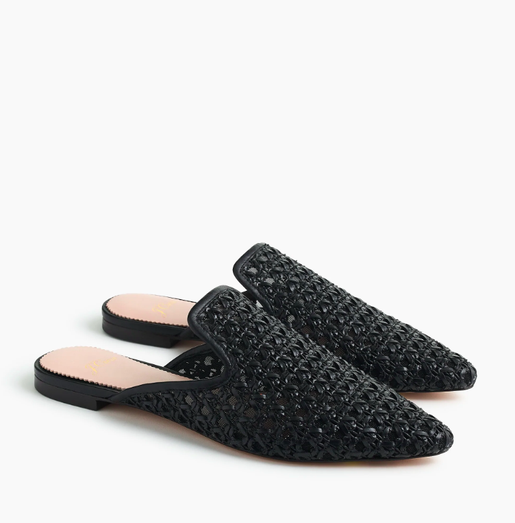 Pointed Toe Woven Slides
