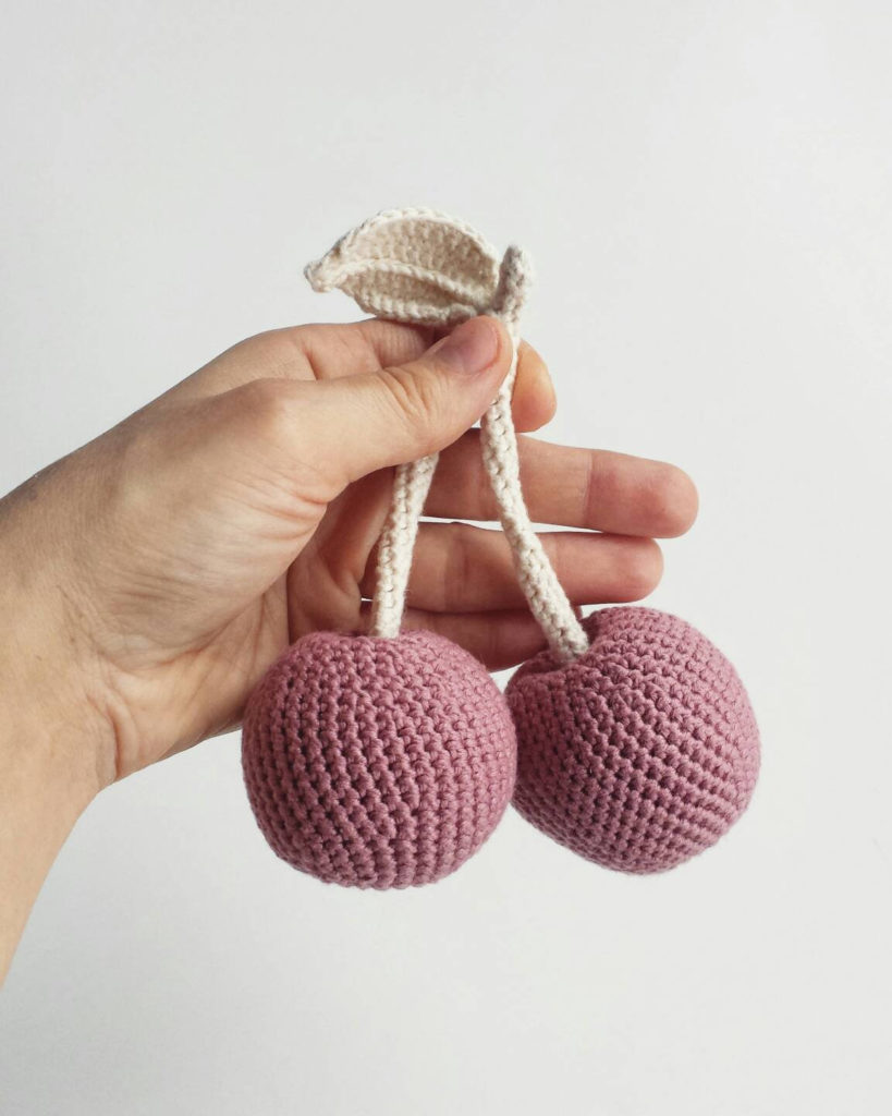 Crochet Cherry Fruit Toy Kids Baby