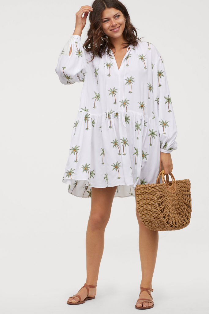 Embroidered Palm Tree Dress