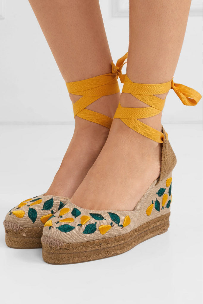 Embroidered Espadrilles Wedges