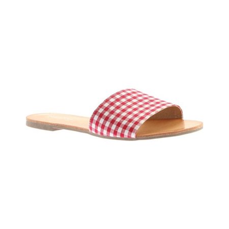 Red Gingham Slide Sandals