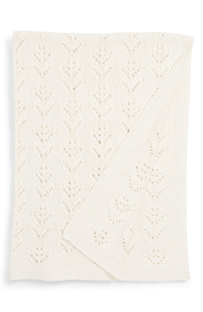 Knit Baby Blanket Ivory White