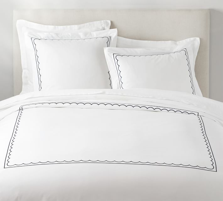 Scallop Embroidered Duvet Cover Euro Shams