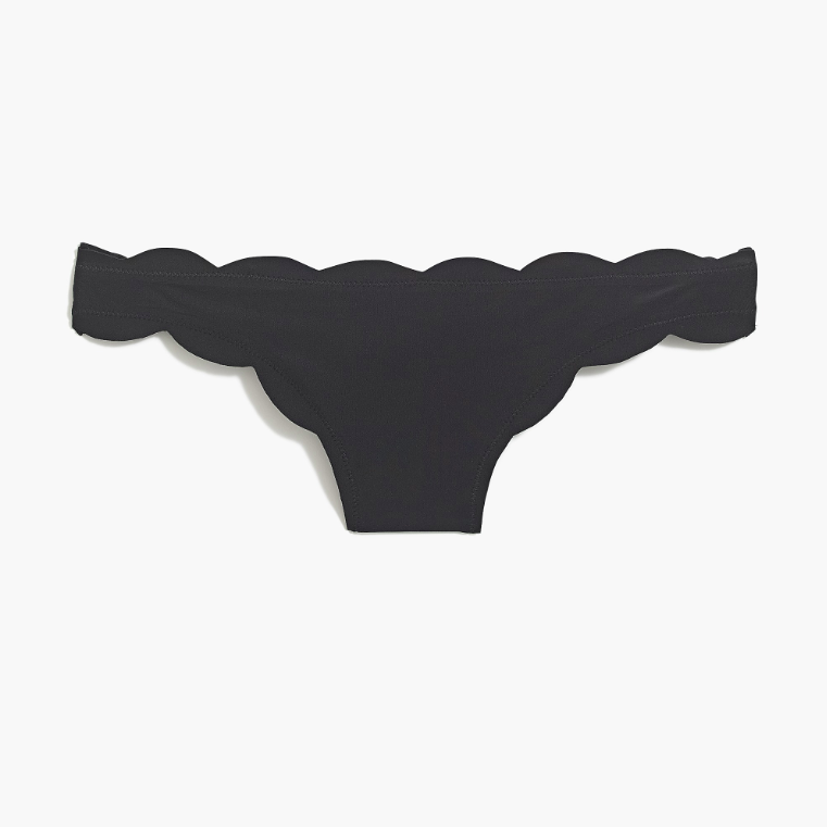 Scalloped Black Bikini Bottom