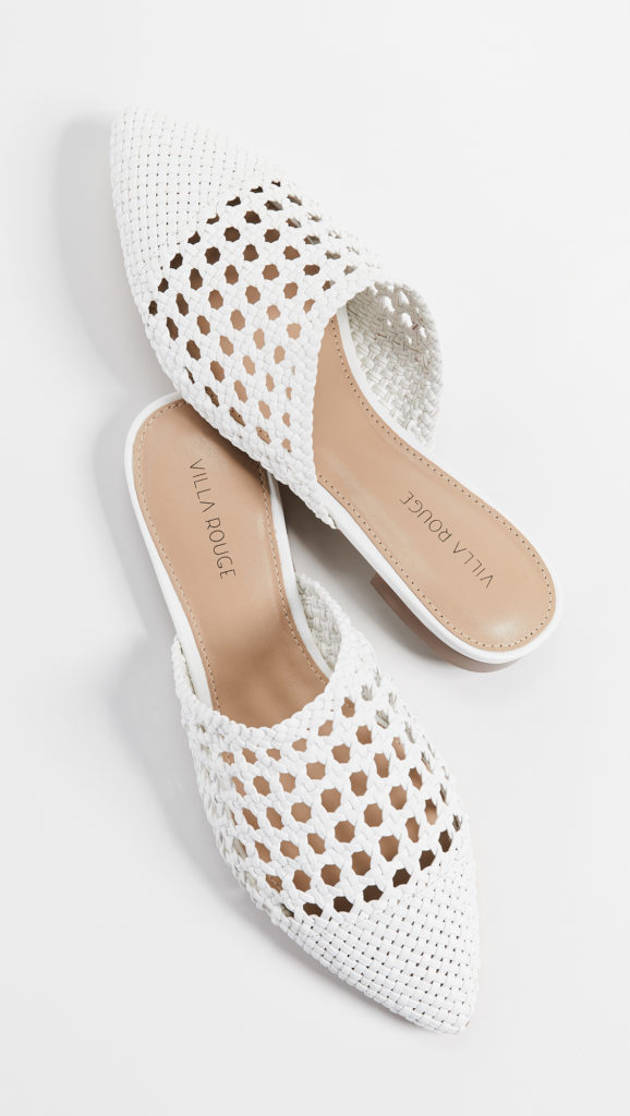 Woven White Mules