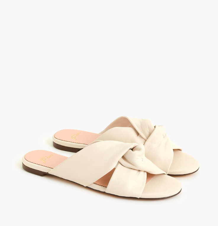 White Knotted Leather Sandals