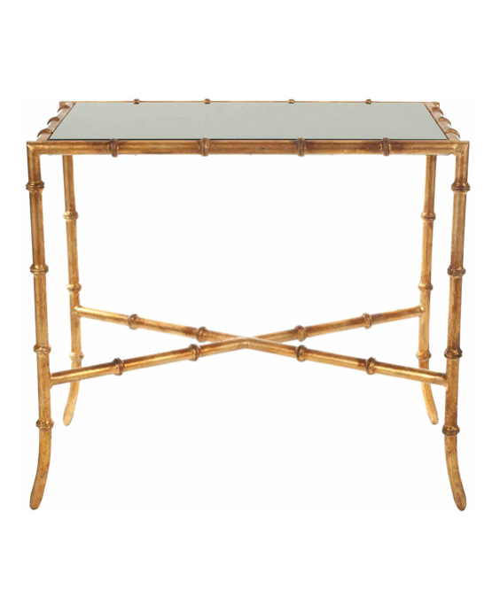 Gold Iron Bamboo Style Accent Table