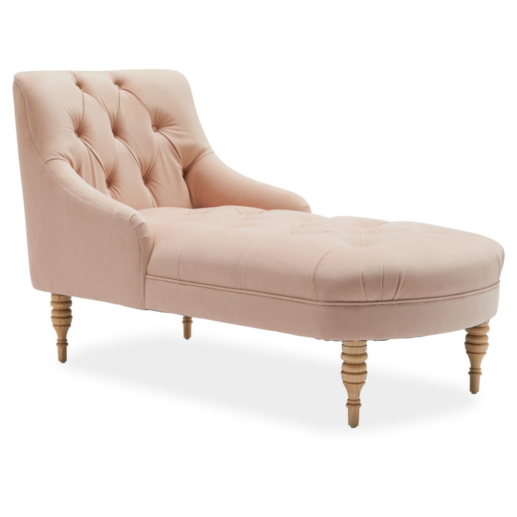 Tufted Pink Velvet Chaise Lounge